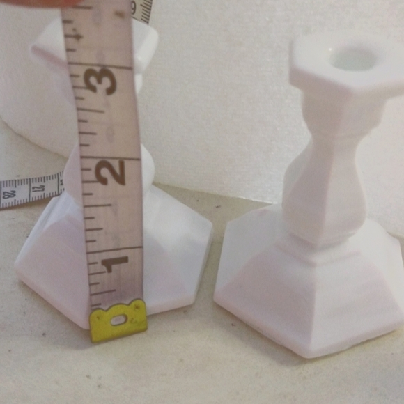 Milk Glass Candleholders Set - Picture 2 of 4